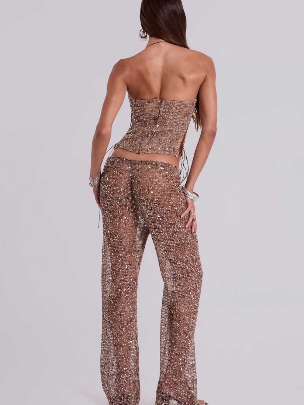 Jaded London Deva Sequin Knit Corset and Trousers - Picture 2 of 4